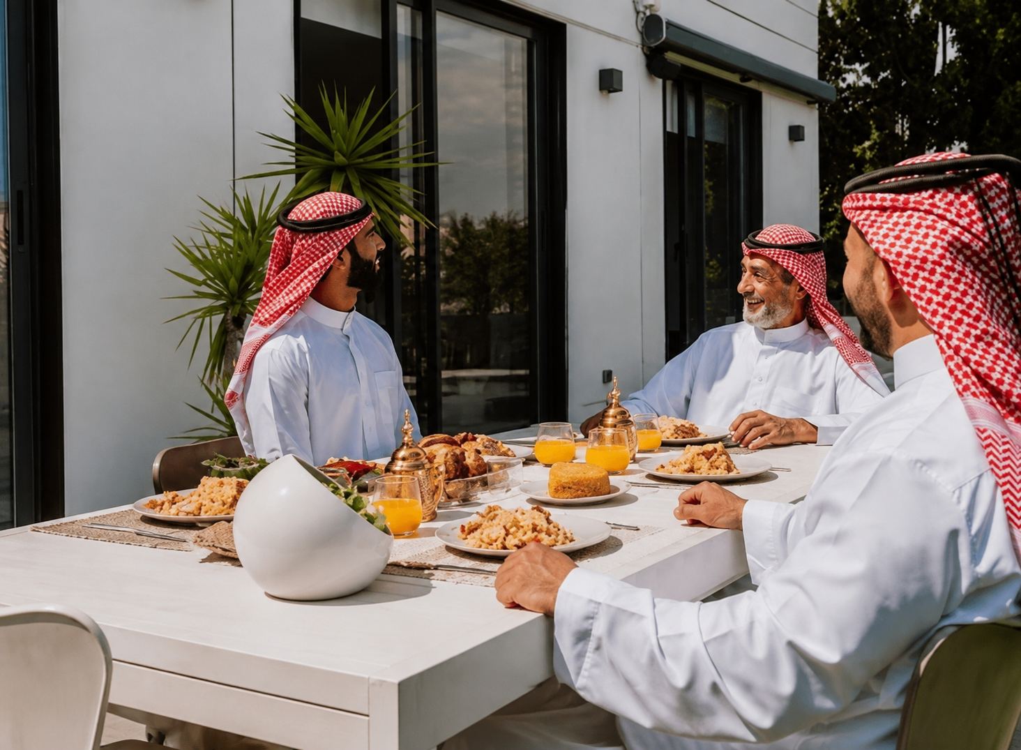 Guests sharing a freshly prepared Walimah feast
