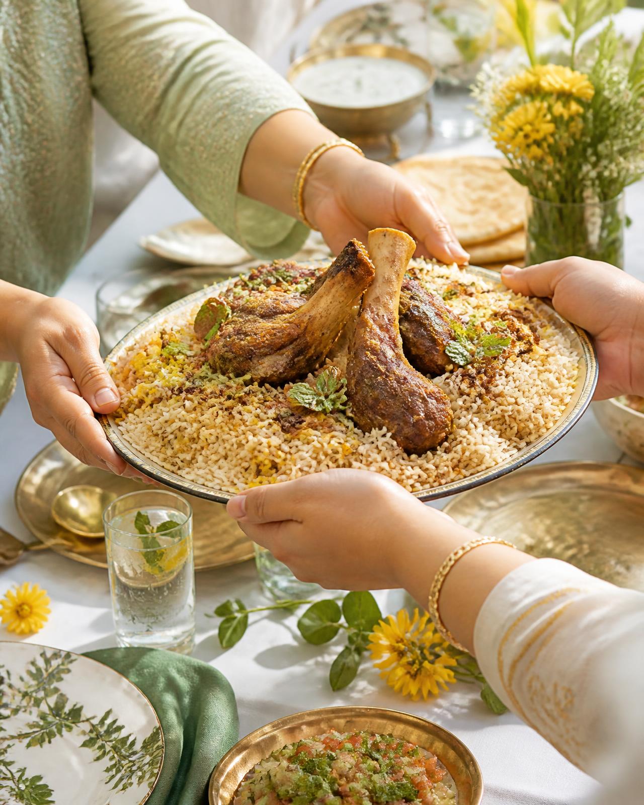 Trays being prepared for a Walimah